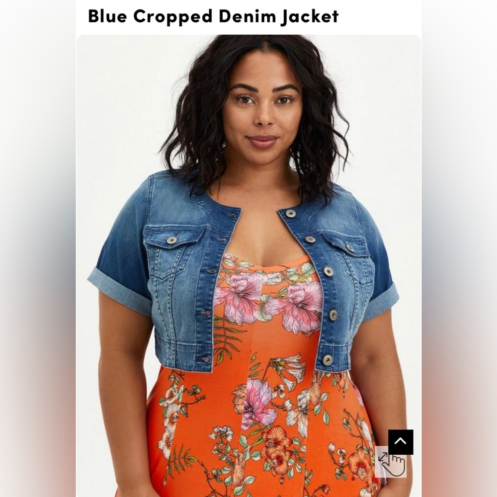 Torrid blue cropped denim jacket size 3 (22-24) EUC